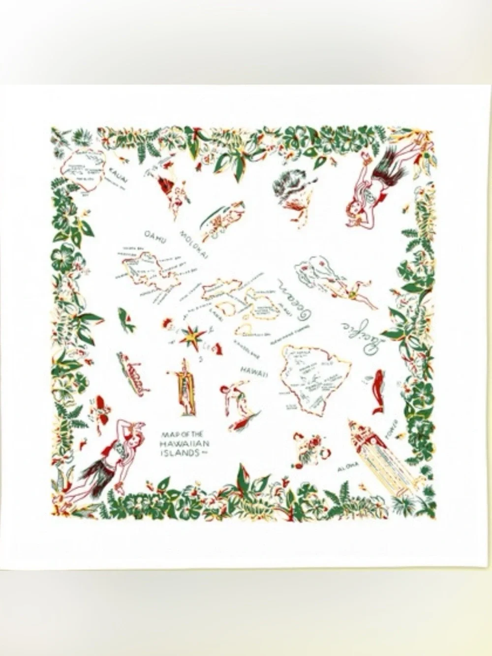 Red & White Kitchen Co Hawaii Map Tablecloth 52